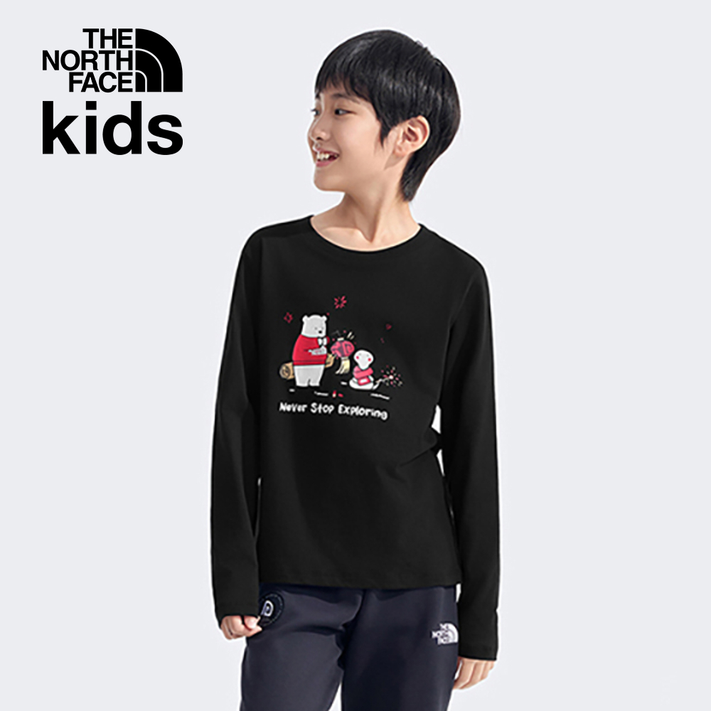 【限時搶購】兒童黑色可愛小熊與小蛇圖案長袖上衣｜8CFYJK3