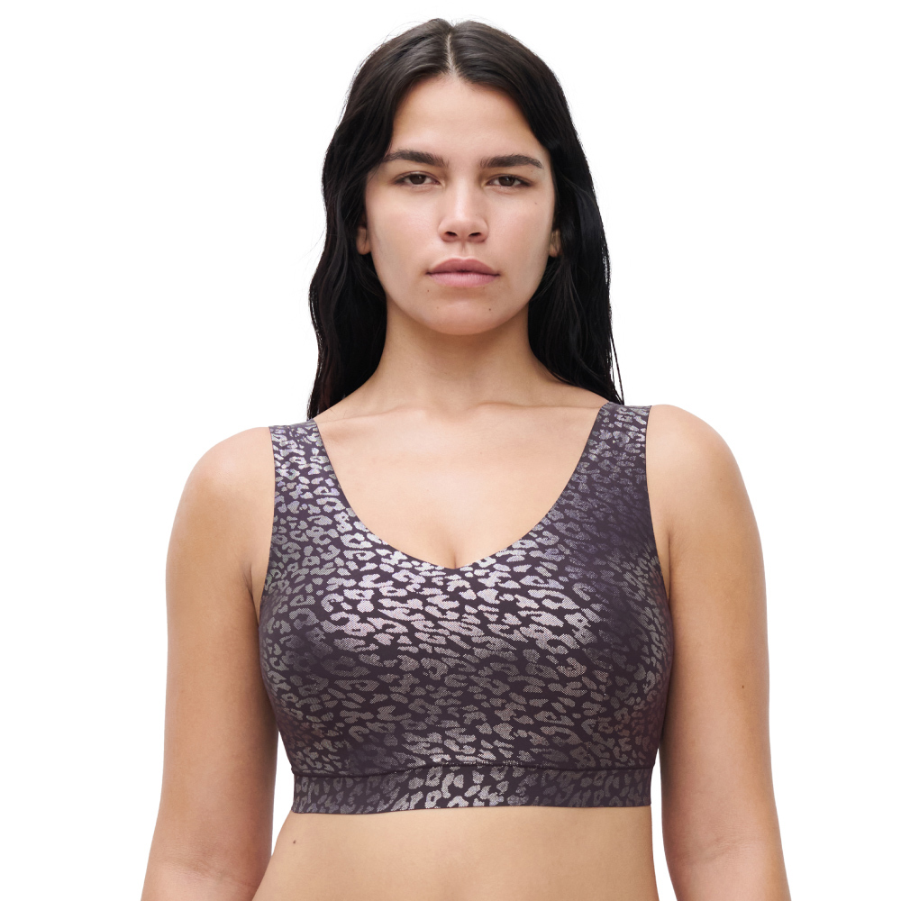 【Chantelle Lab】透氣涼感V領無痕內衣>XS-XXL>晶鑽豹紋(11DQ1_A60)【Soft Stretch】