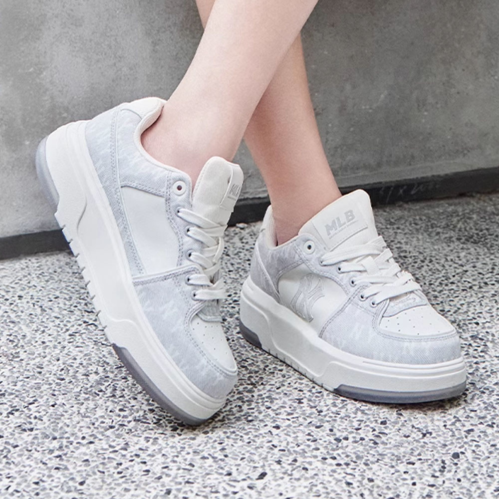 MLB  牛仔丹寧Monogram老爹鞋 學長鞋 Chunky Liner系列 紐約洋基隊(3ASXS015N-50GRS)