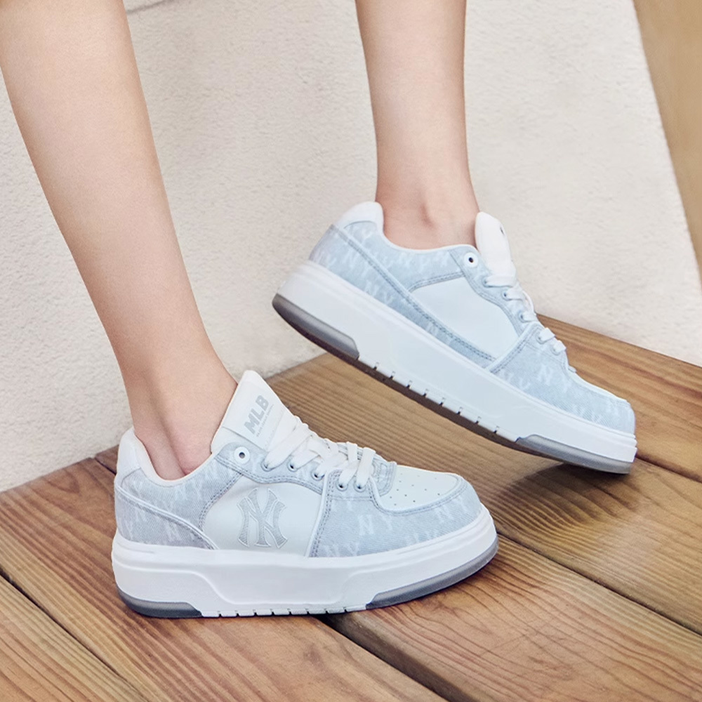 MLB  牛仔丹寧Monogram老爹鞋 學長鞋 Chunky Liner系列 紐約洋基隊(3ASXS015N-50GRS)