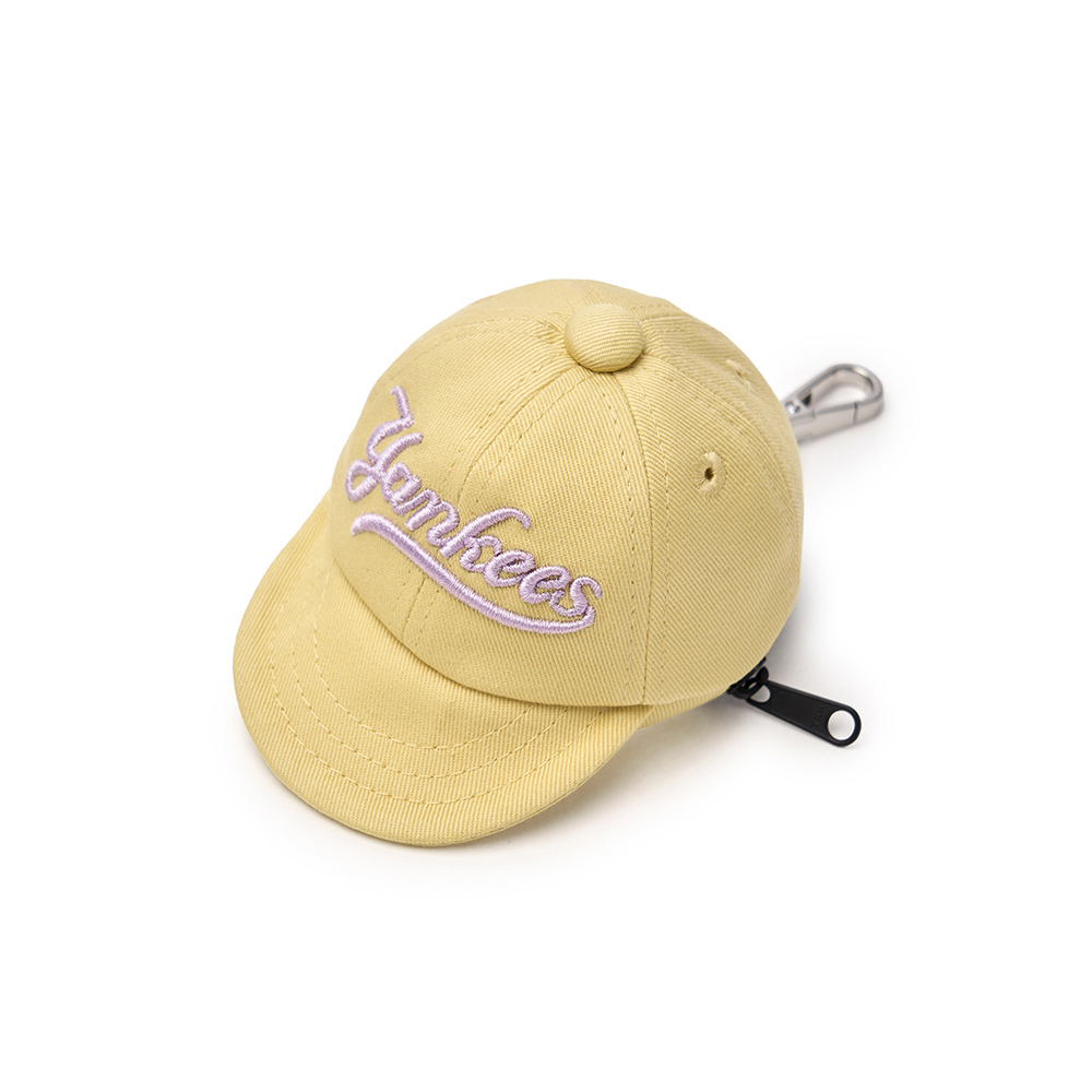 MLB 棒球帽造型耳機包 鑰匙圈 紐約洋基隊 (3APOV015N-50YEL)