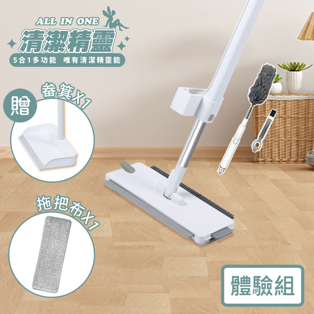 《闔樂泰》清潔精靈(五合一多功能 )體驗組-1桿1布 贈畚箕(10401423)