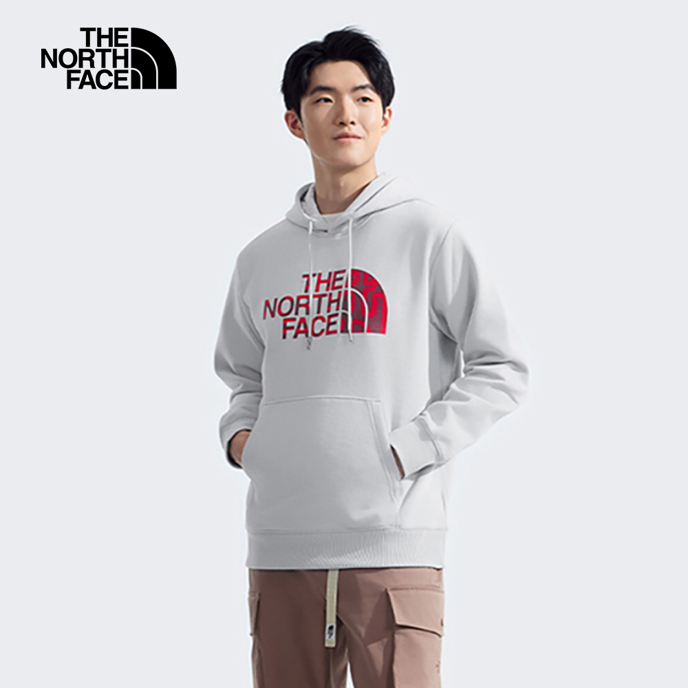 【新年款】The North Face北面男女款灰色趣味蛇年印花長袖帽T｜8CFVA0M