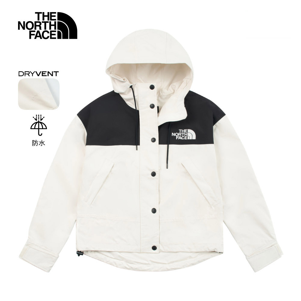 The North Face北面女款米白色DryVent防水透氣衝鋒衣｜8DGKROU