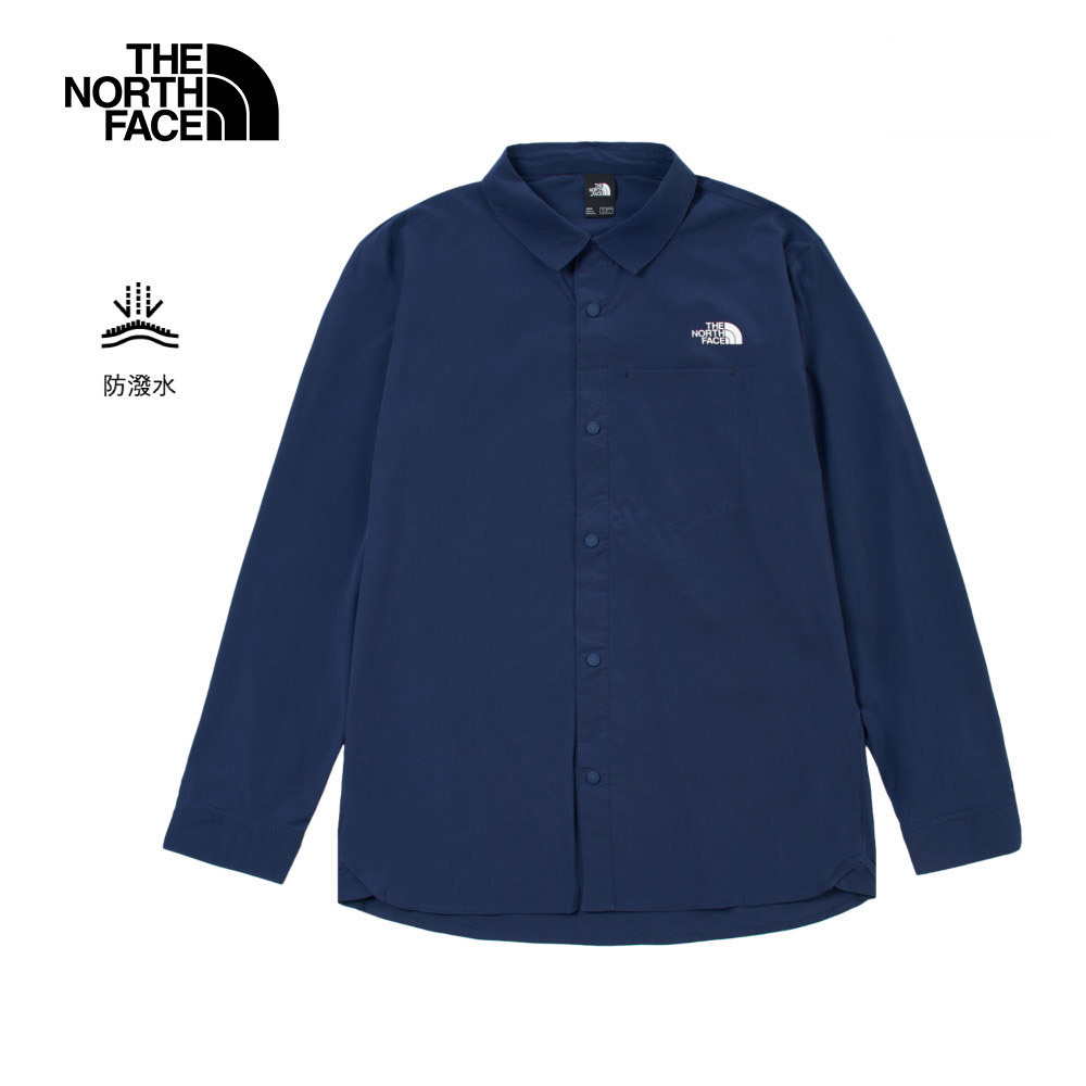 The North Face北面男款藍色DWR防潑水長袖襯衫｜4NCQ8K2－运动品牌专卖