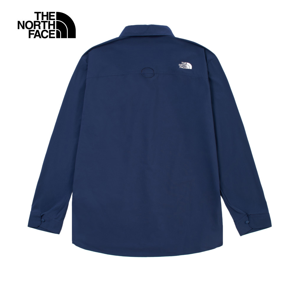 The North Face北面男款藍色DWR防潑水長袖襯衫｜4NCQ8K2