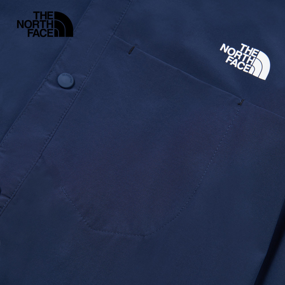 The North Face北面男款藍色DWR防潑水長袖襯衫｜4NCQ8K2
