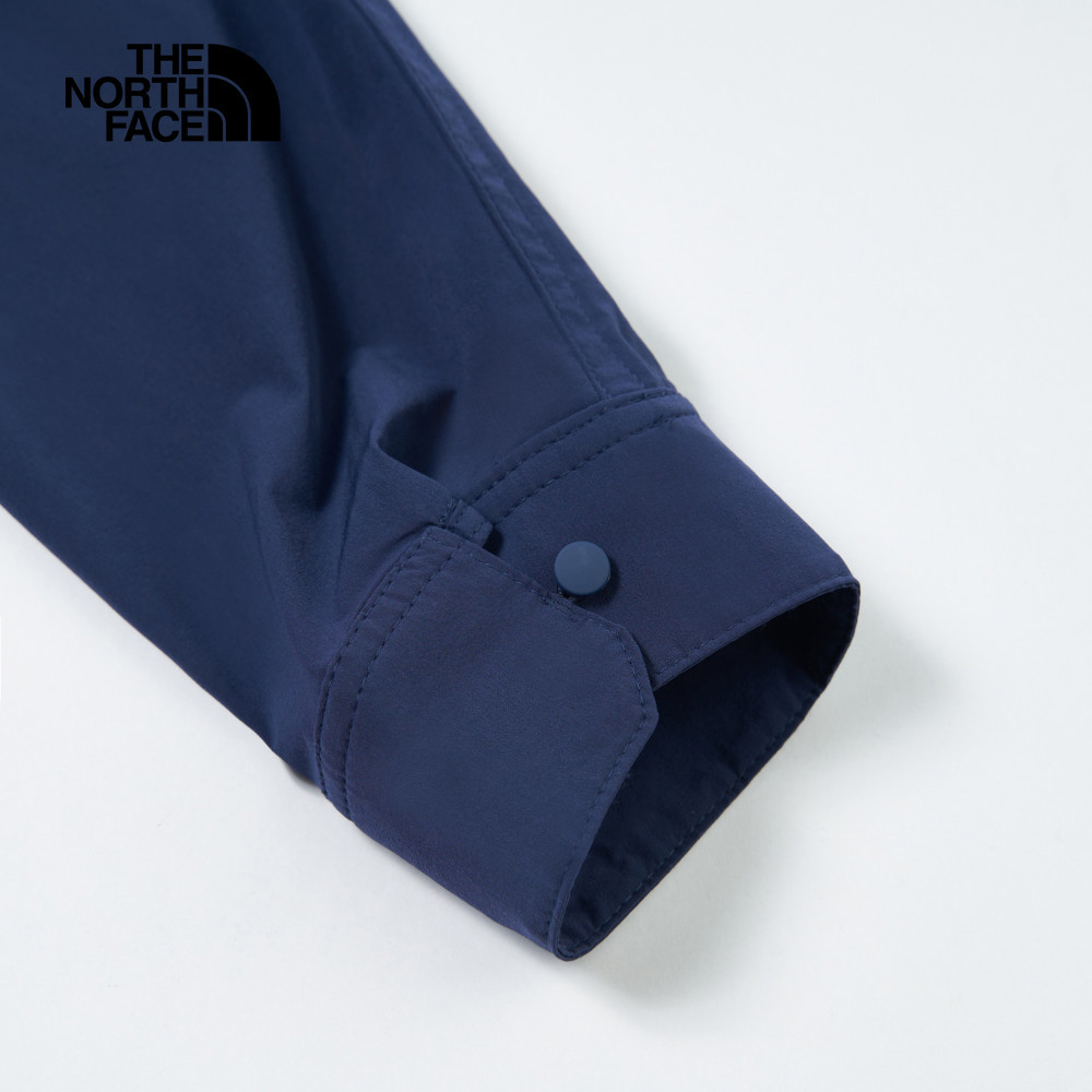 The North Face北面男款藍色DWR防潑水長袖襯衫｜4NCQ8K2