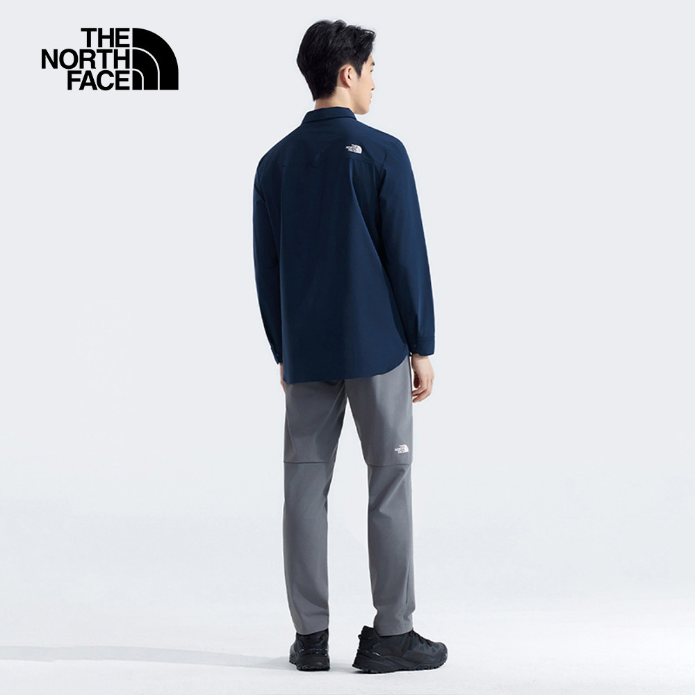 The North Face北面男款藍色DWR防潑水長袖襯衫｜4NCQ8K2