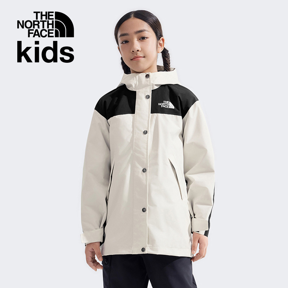 The North Face北面兒童米白色DryVent防水透氣衝鋒衣｜8ANHQLI