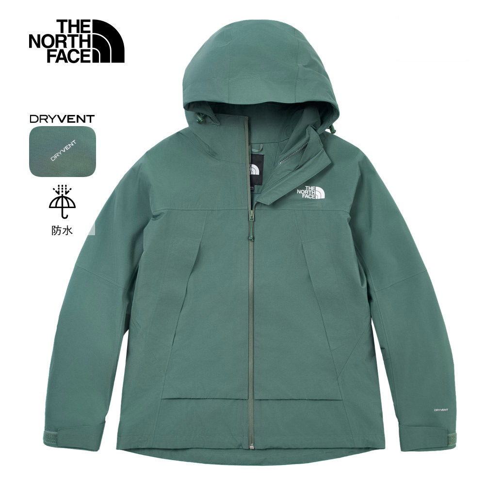 The North Face北面女款綠色DryVent防水透氣衝鋒衣｜8BWEHCH