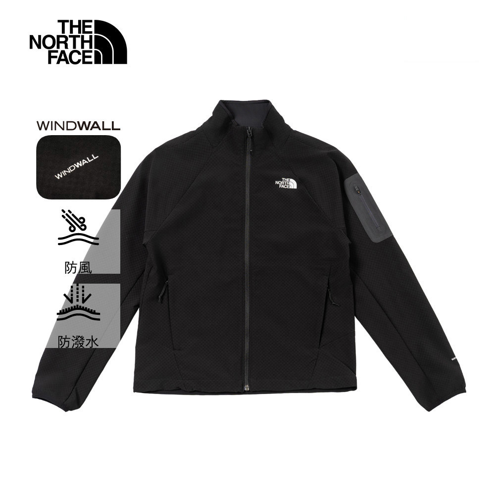 The North Face北面女款黑色DWR防潑水立領輕量風衣｜8DFDJK3｜防潑水風衣－