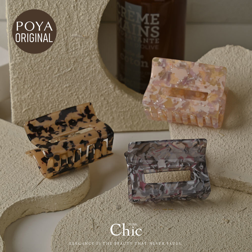 POYA CHIC幾何方形鏤空怪手夾-6cm-多款任選