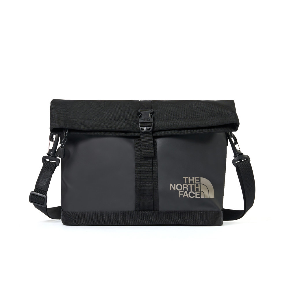 The North Face北面男女款黑色DWR防潑水可調節可拆卸背帶休閒單肩包｜8BK6BIA
