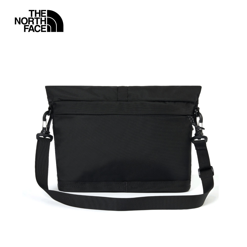 The North Face北面男女款黑色DWR防潑水可調節可拆卸背帶休閒單肩包｜8BK6BIA