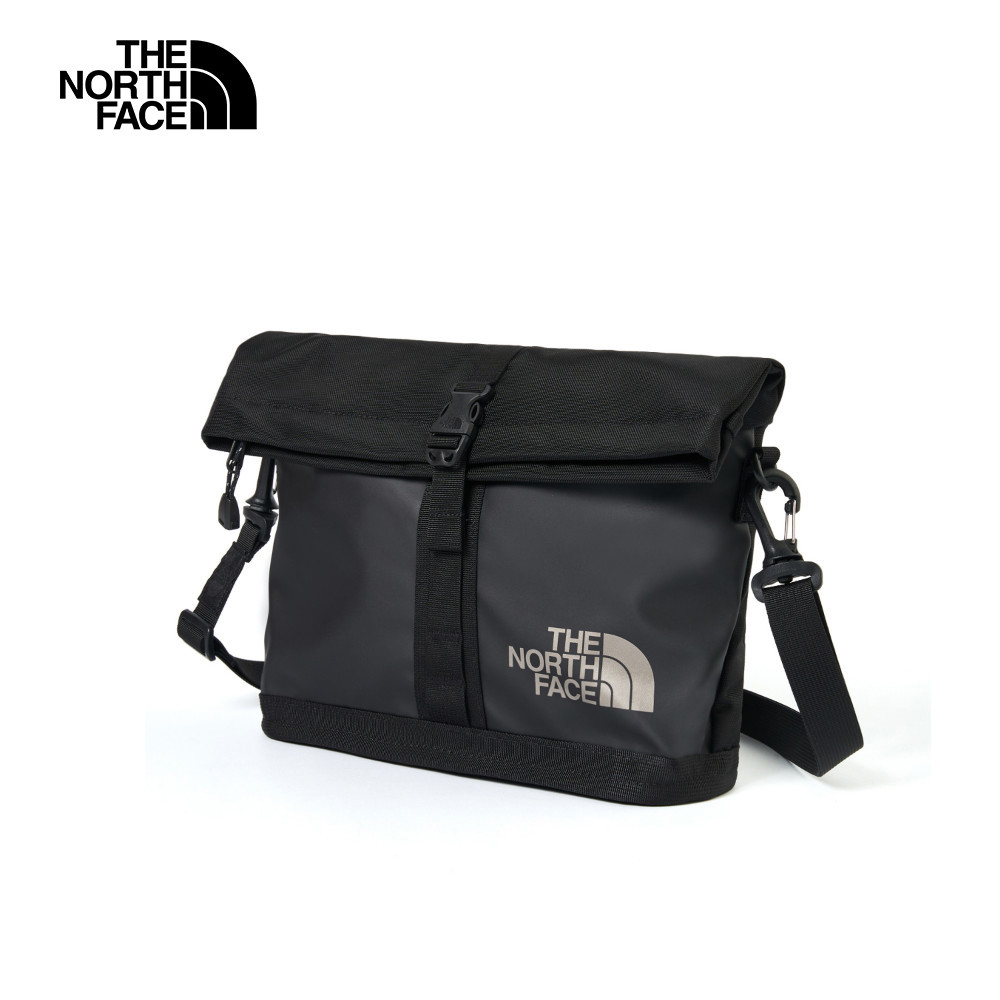 The North Face北面男女款黑色DWR防潑水可調節可拆卸背帶休閒單肩包｜8BK6BIA