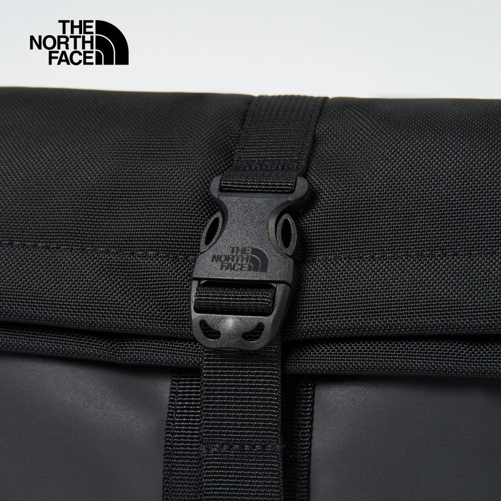 The North Face北面男女款黑色DWR防潑水可調節可拆卸背帶休閒單肩包｜8BK6BIA