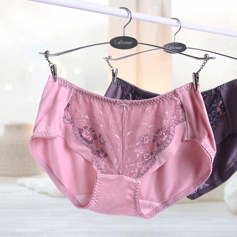 【縷空薔薇】低腰蕾絲內褲 M-XL 粉/灰 C60133