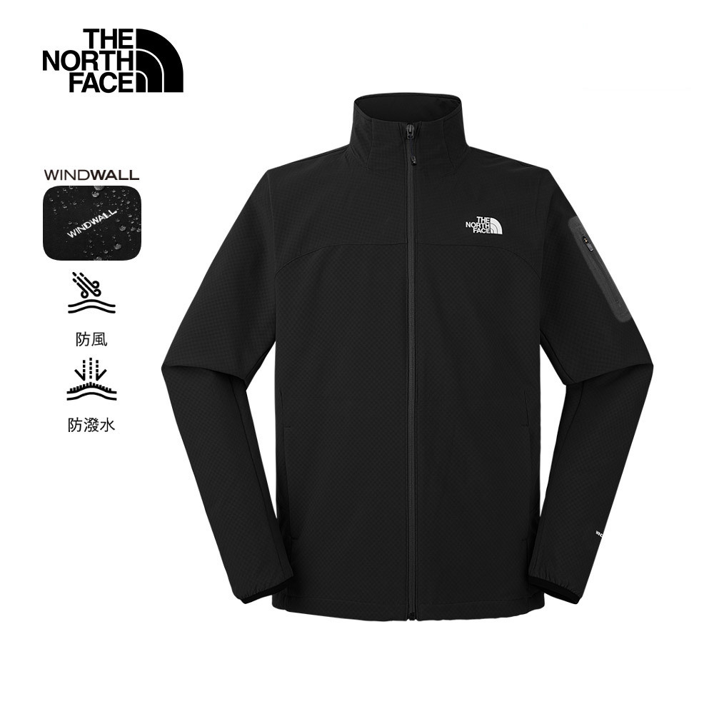 The North Face北面男款黑色DWR防潑水輕量風衣｜8DG2JK3