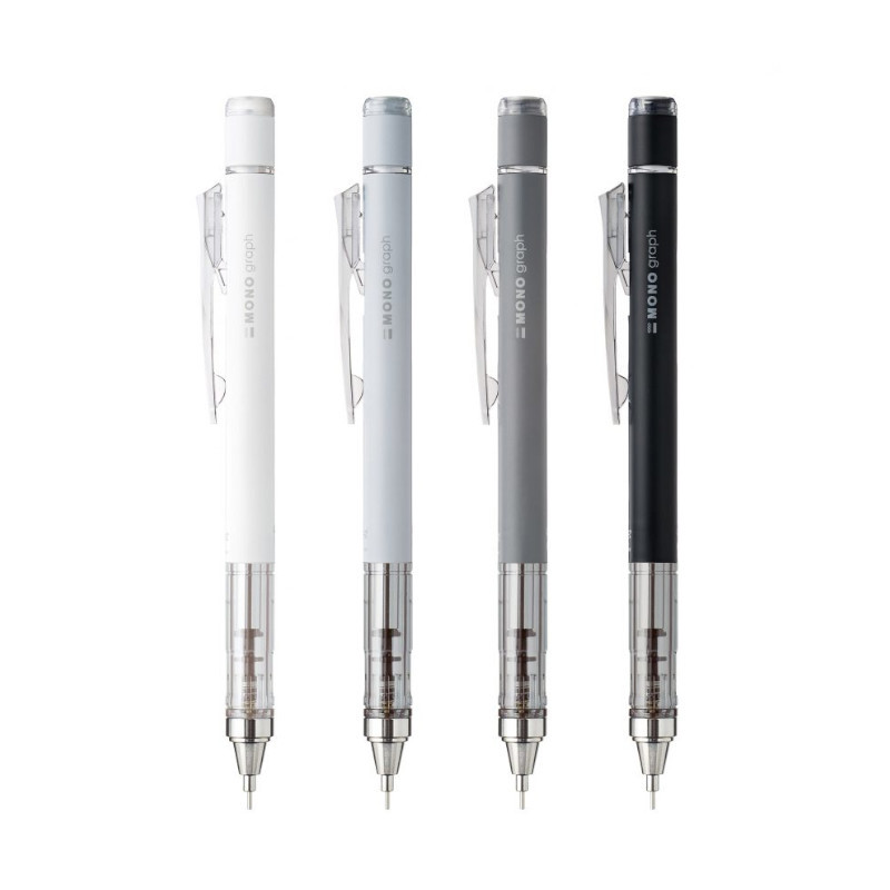 (限量)蜻蜓Tombow MONO graph GRAYSCALE 自動鉛筆(0.5mm)-黑/白/淺灰/深灰
