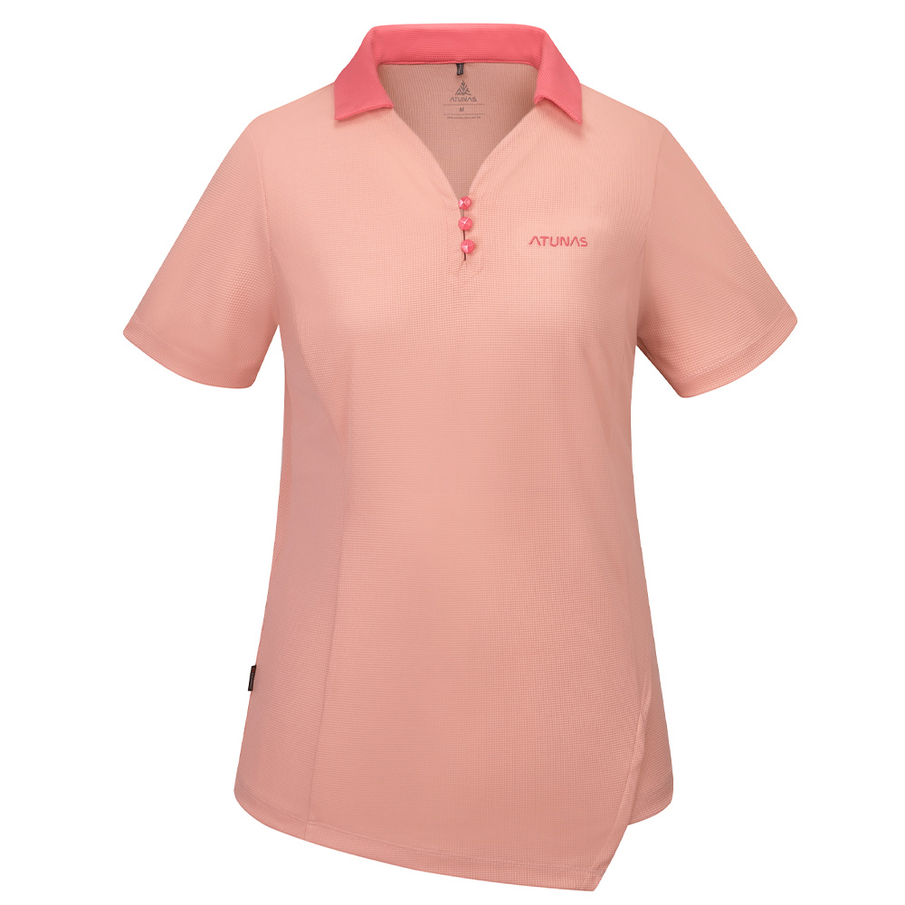 女款POLARTEC POWER DRY透氣排汗短袖POLO衫(A1PS2503W桃粉/抗臭/透氣/銀離子)