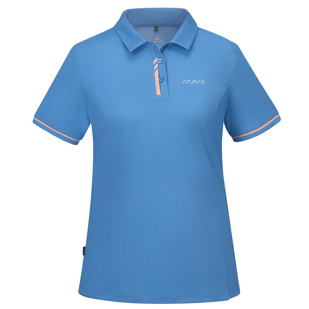 女款POLARTEC POWER DRY透氣排汗短袖POLO衫(A1PS2504W藍/抗臭/透氣/銀離子)