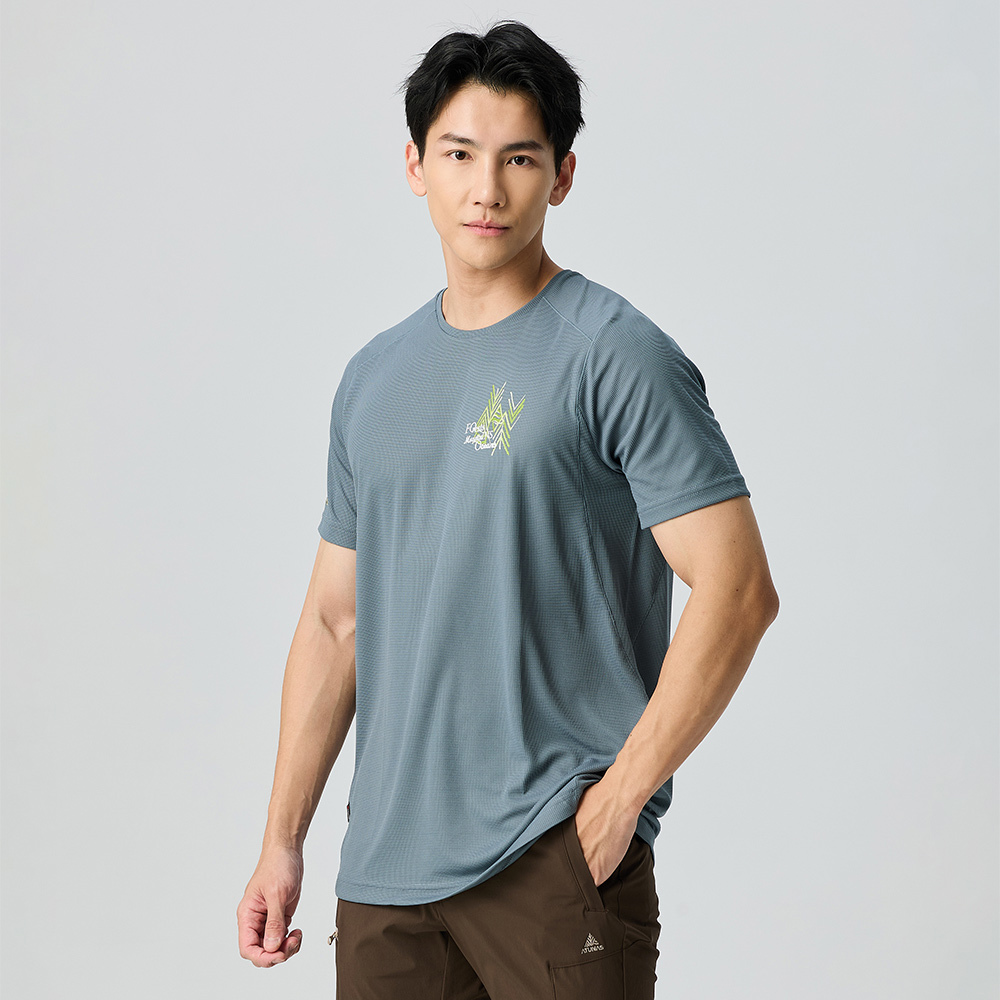 男款POLARTEC POWER DRY透氣排汗短袖T恤(A1TS2501M深岩灰/抗臭/透氣/銀離子)
