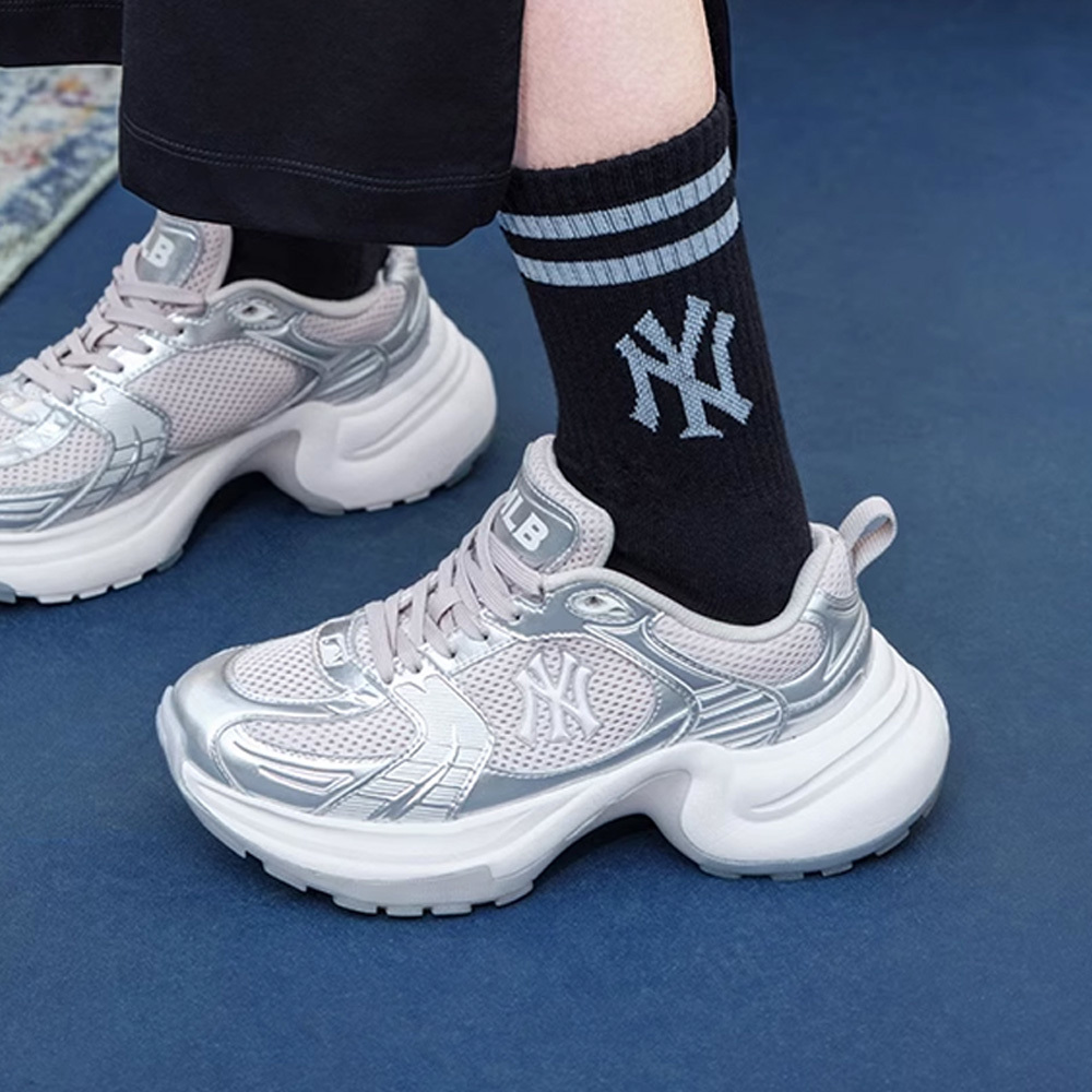 MLB 厚底老爹鞋 運動休閒鞋 銀色球鞋 Chunky Jogger系列 紐約洋基隊 (3ASHW045N-50SIS)