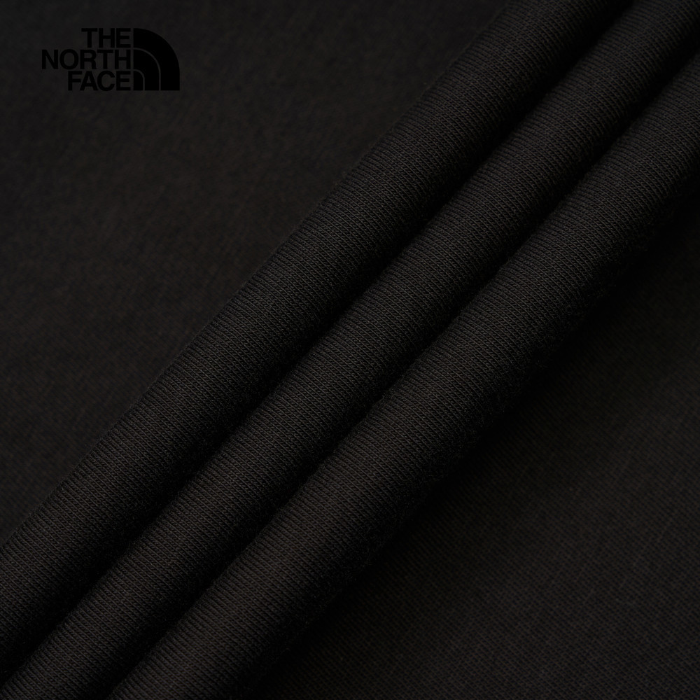 The North Face北面男女款黑色純棉品牌LOGO印花長袖上衣｜8D7RJK3