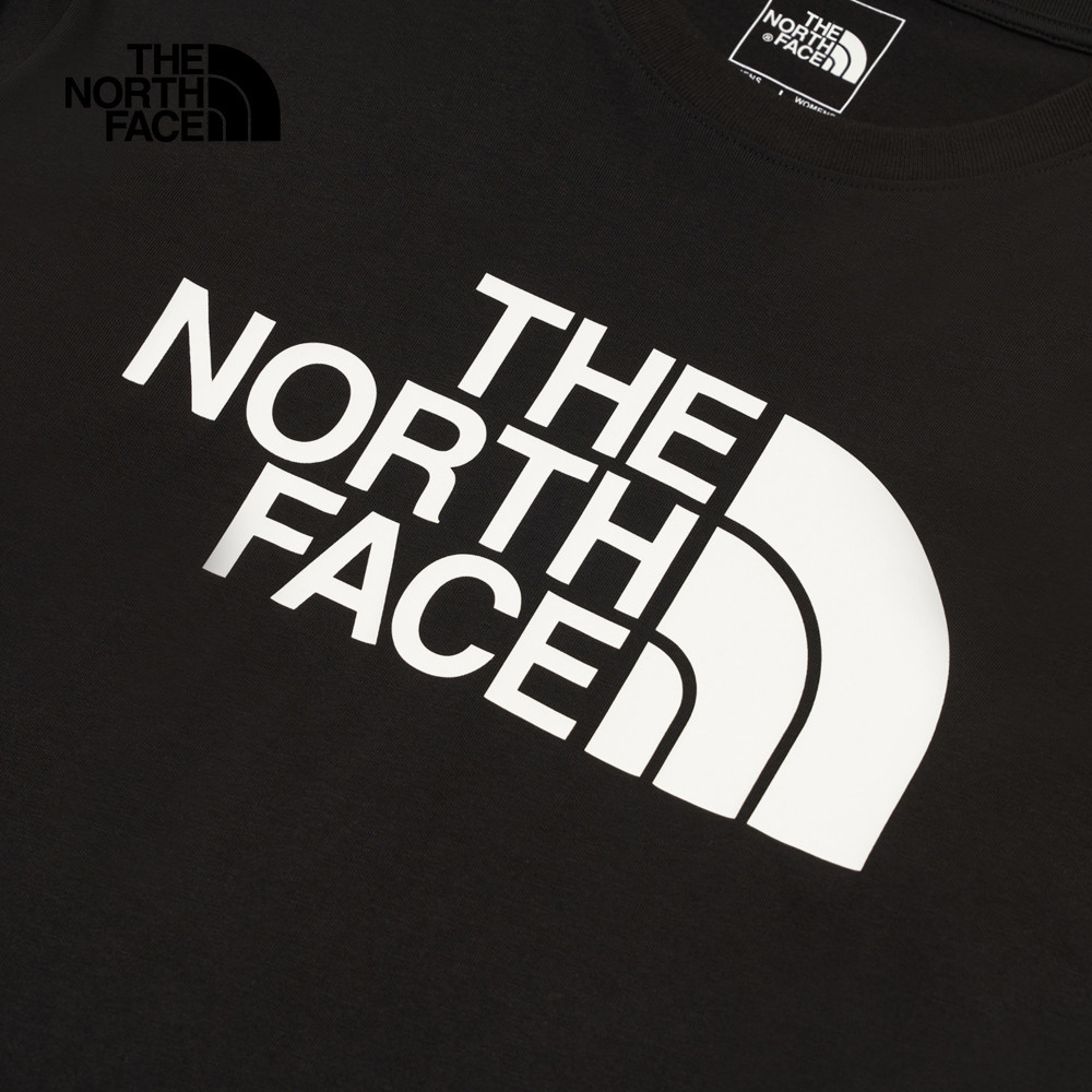 The North Face北面男女款黑色純棉品牌LOGO印花長袖上衣｜8D7RJK3