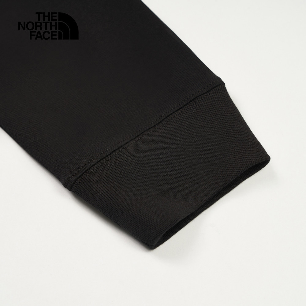 The North Face北面男女款黑色純棉品牌LOGO印花長袖上衣｜8D7RJK3