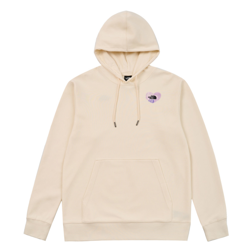【10/25 12點週末限定】The North Face北面男女款米白色心型刺繡LOGO印花長袖帽T｜8D7SQLI