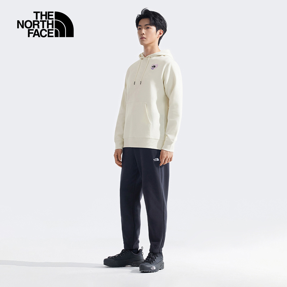 【10/25 12點週末限定】The North Face北面男女款米白色心型刺繡LOGO印花長袖帽T｜8D7SQLI