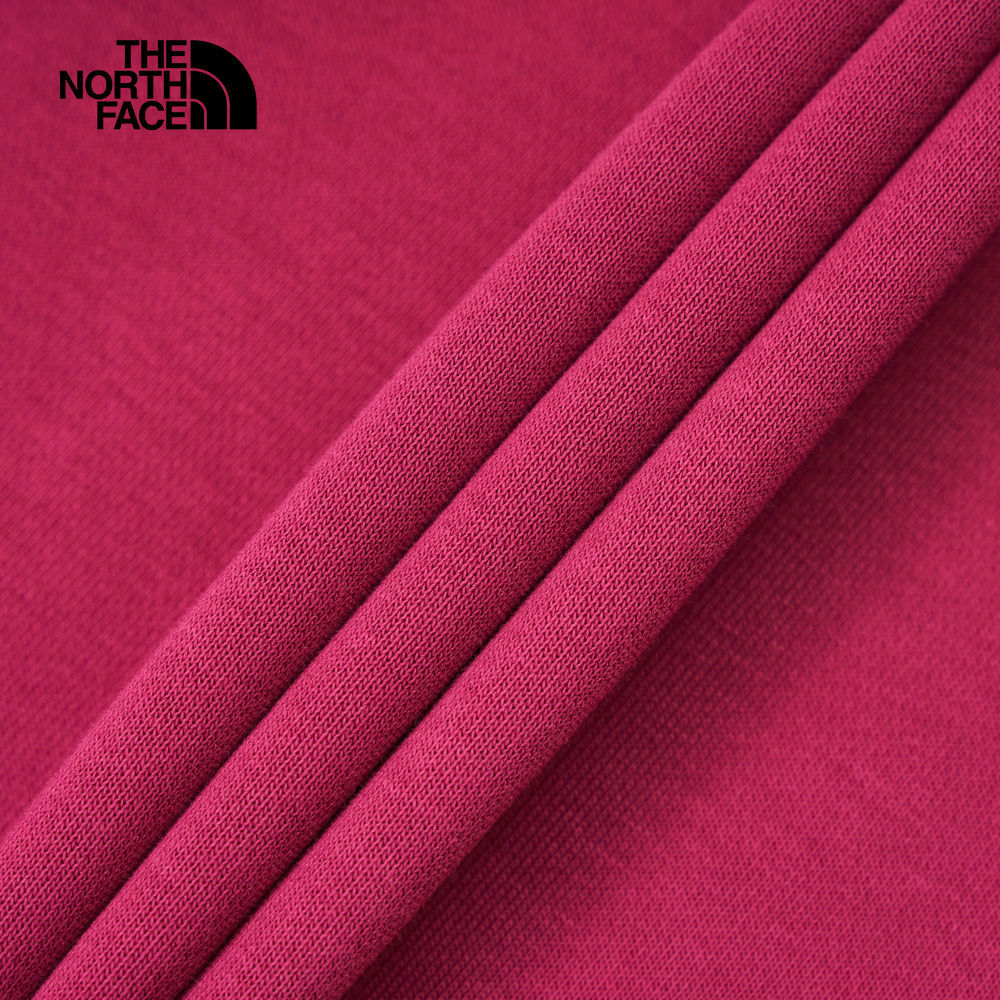 The North Face北面女款桃色刺繡LOGO印花長袖帽T｜8DC46EO