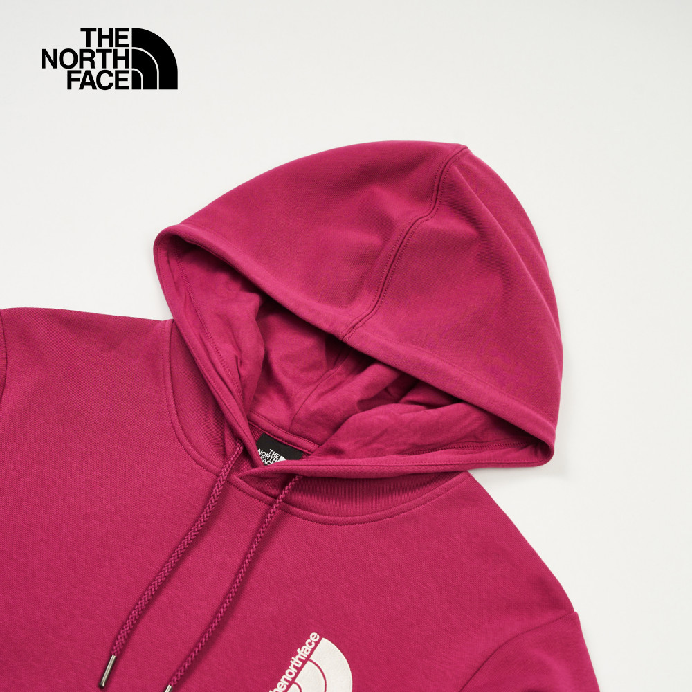 The North Face北面女款桃色刺繡LOGO印花長袖帽T｜8DC46EO