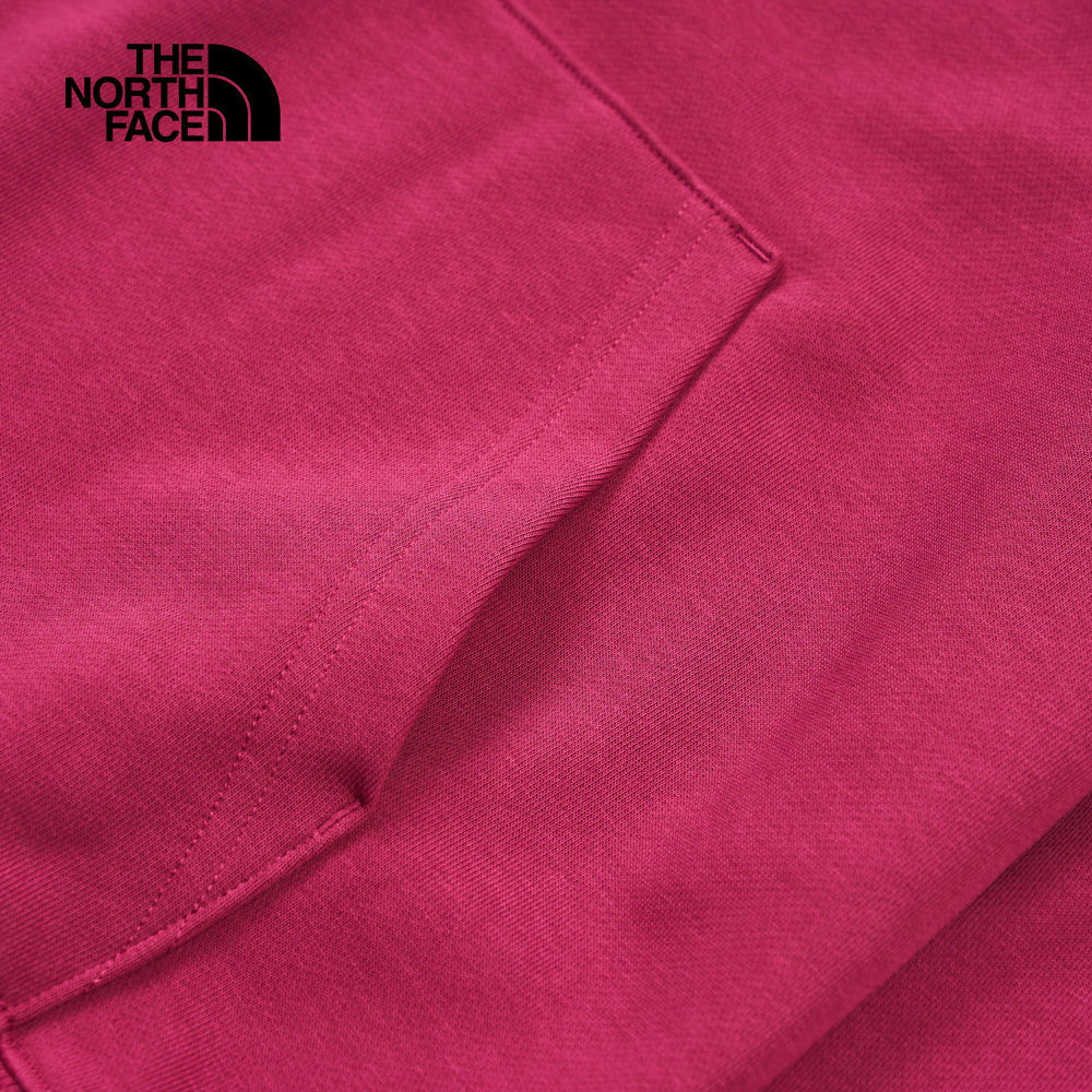 The North Face北面女款桃色刺繡LOGO印花長袖帽T｜8DC46EO