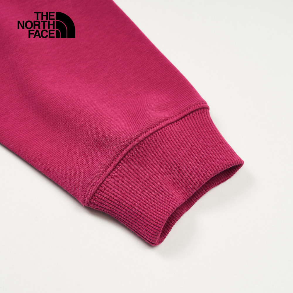 The North Face北面女款桃色刺繡LOGO印花長袖帽T｜8DC46EO