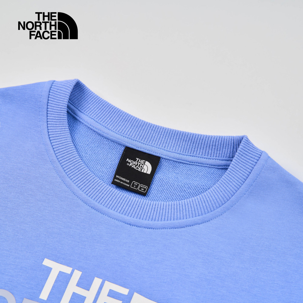 The North Face北面女款藍色大尺寸LOGO印花長袖大學T｜8DC70YI