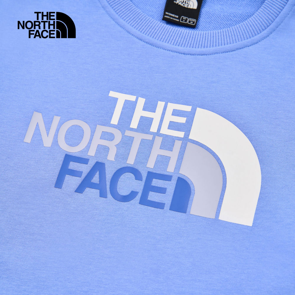 The North Face北面女款藍色大尺寸LOGO印花長袖大學T｜8DC70YI