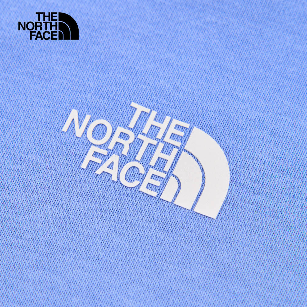 The North Face北面女款藍色大尺寸LOGO印花長袖大學T｜8DC70YI