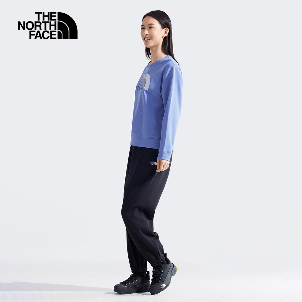 The North Face北面女款藍色大尺寸LOGO印花長袖大學T｜8DC70YI