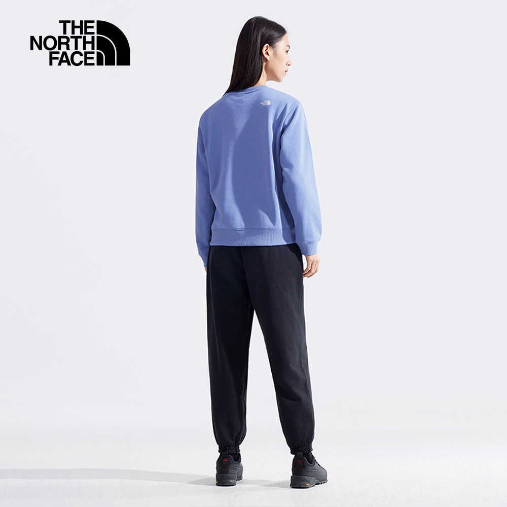 The North Face北面女款藍色大尺寸LOGO印花長袖大學T｜8DC70YI