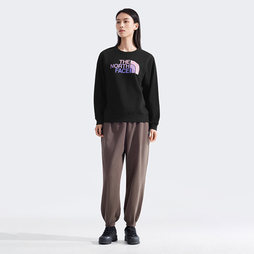 【限時搶購】女款黑色大尺寸LOGO印花長袖大學T｜8DC7JK3