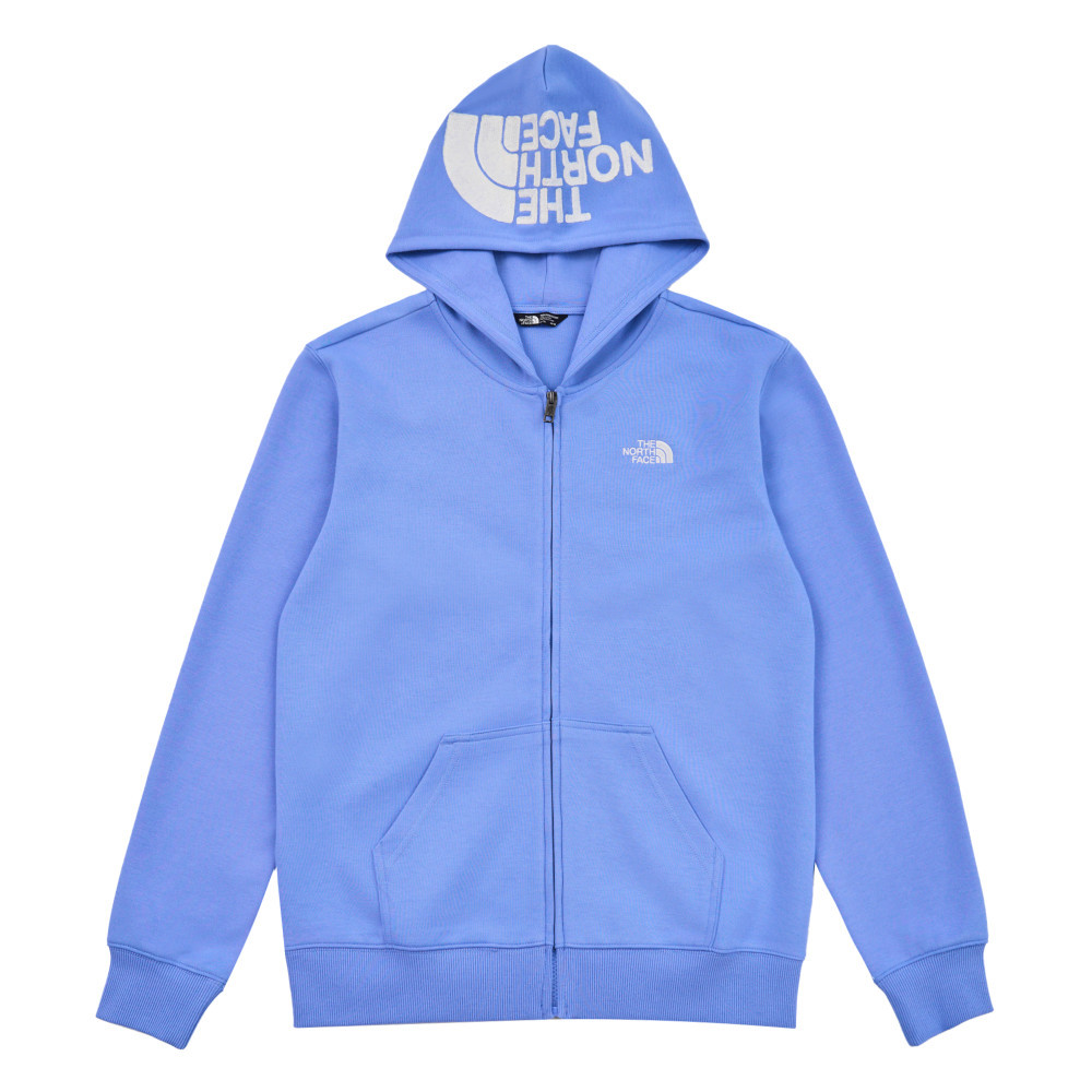 The North Face北面兒童藍色大尺寸刺繡LOGO印花連帽外套｜8DCK0YI
