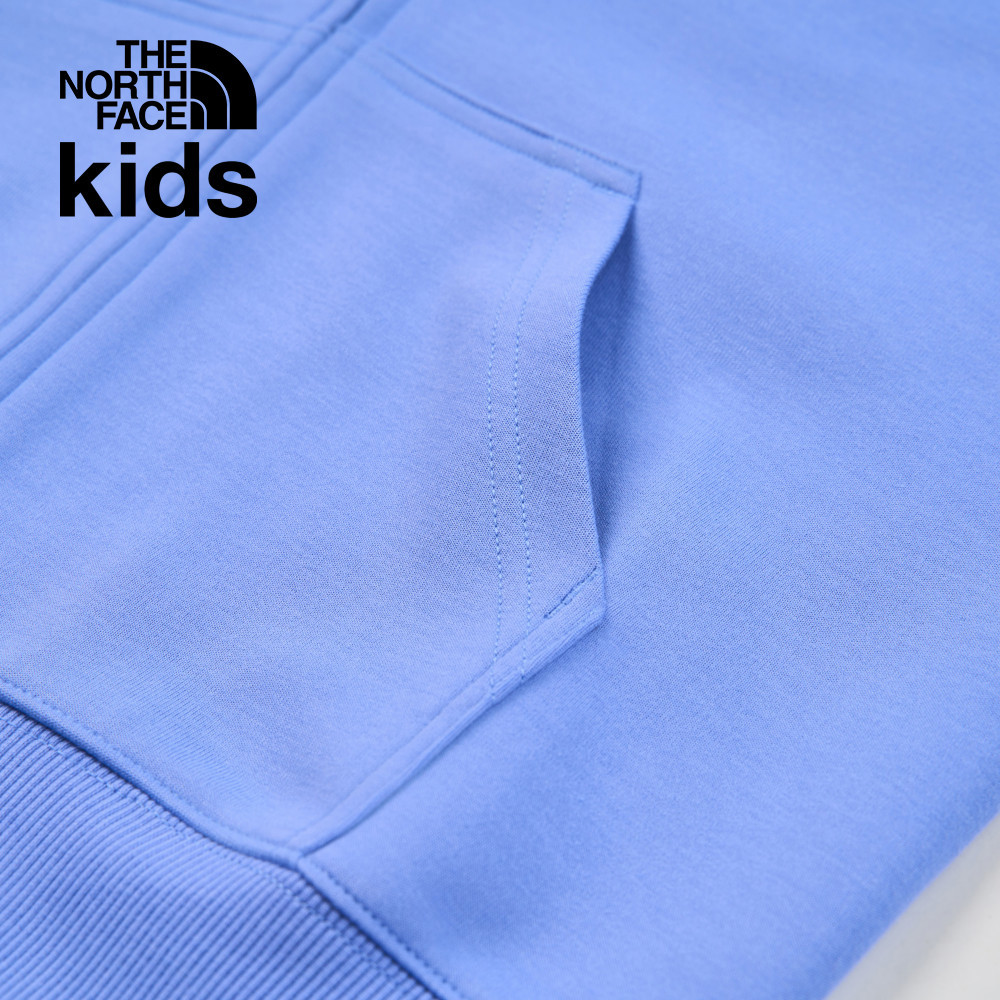 The North Face北面兒童藍色大尺寸刺繡LOGO印花連帽外套｜8DCK0YI