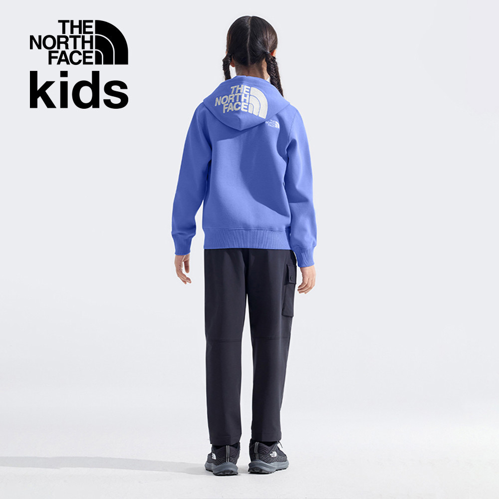 The North Face北面兒童藍色大尺寸刺繡LOGO印花連帽外套｜8DCK0YI