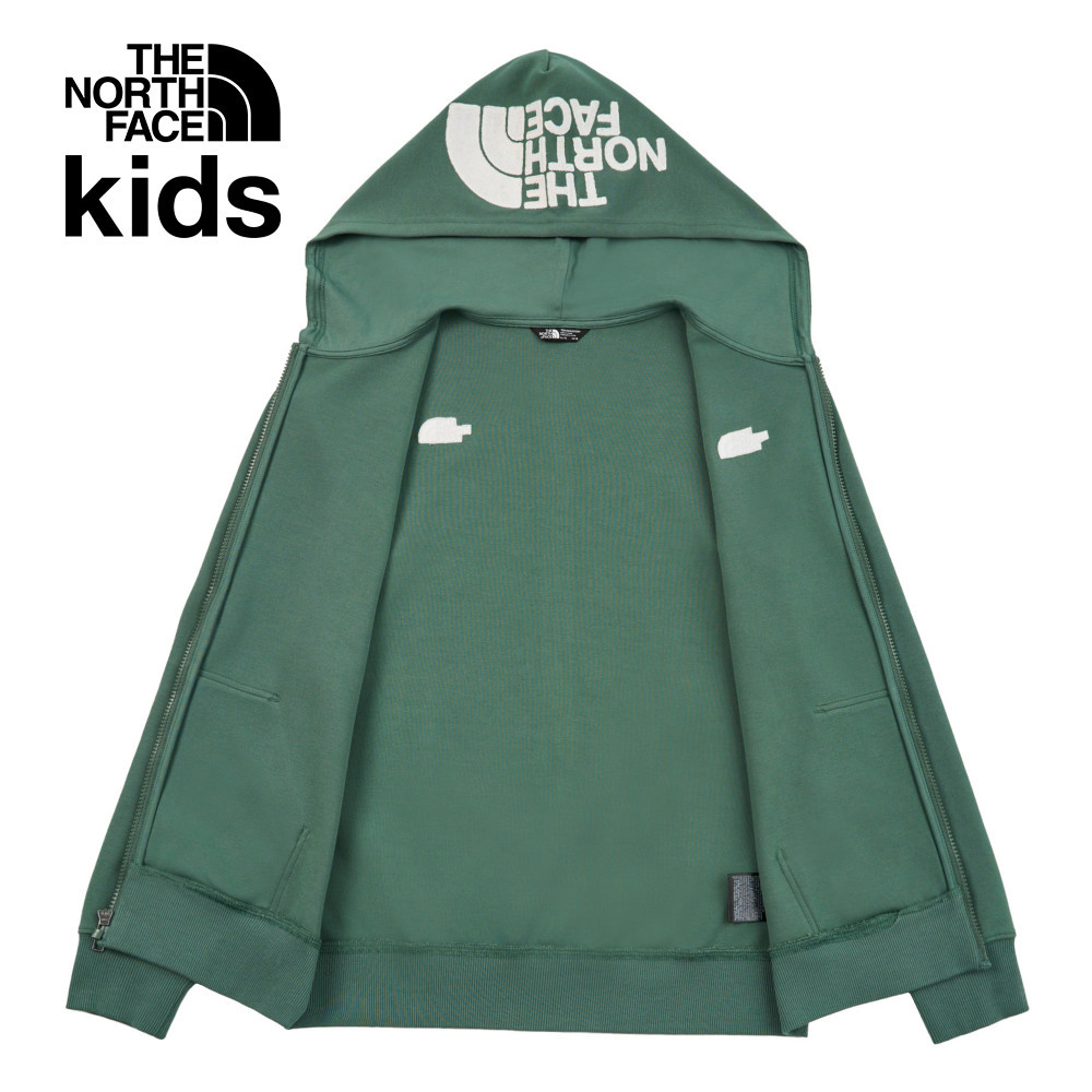 【10/25 12點週末限定】The North Face北面兒童綠色大尺寸刺繡LOGO印花連帽外套｜8DCKHCH