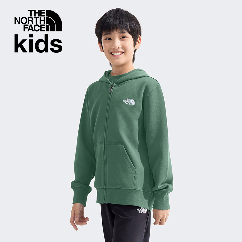 【10/25 12點週末限定】The North Face北面兒童綠色大尺寸刺繡LOGO印花連帽外套｜8DCKHCH