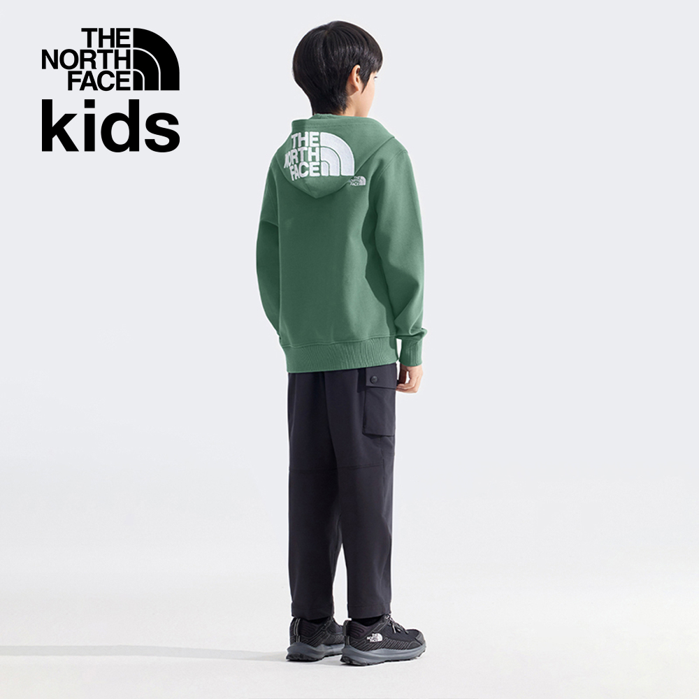 【10/25 12點週末限定】The North Face北面兒童綠色大尺寸刺繡LOGO印花連帽外套｜8DCKHCH