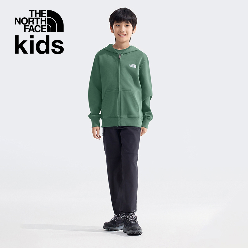 【10/25 12點週末限定】The North Face北面兒童綠色大尺寸刺繡LOGO印花連帽外套｜8DCKHCH